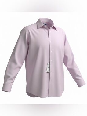 Issac Mizrahi Button Down Long Slim Fit Shirt Pink Checkered Size 16.5 34/35 NWT
